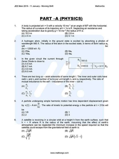 jee mains 2019 question paper with solutions